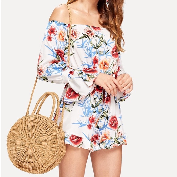 Straw woven circle bag natural boho - Picture 4 of 5